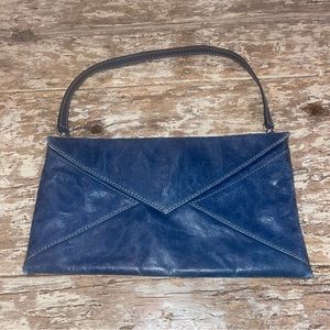 Tano Blue Leather Clutch